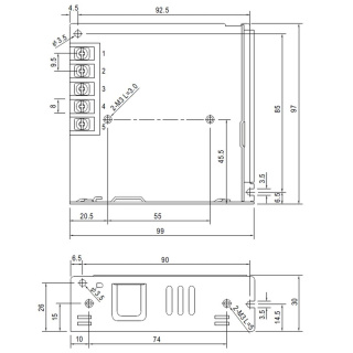 MeanWell Schaltnetzteil geschlossen, 75 W, 24 V, 3,2 A