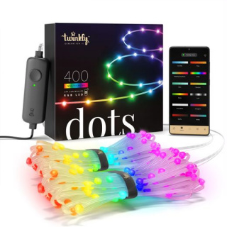 Twinkly Smarte Lichterkette DOTS, transparentes Kabel